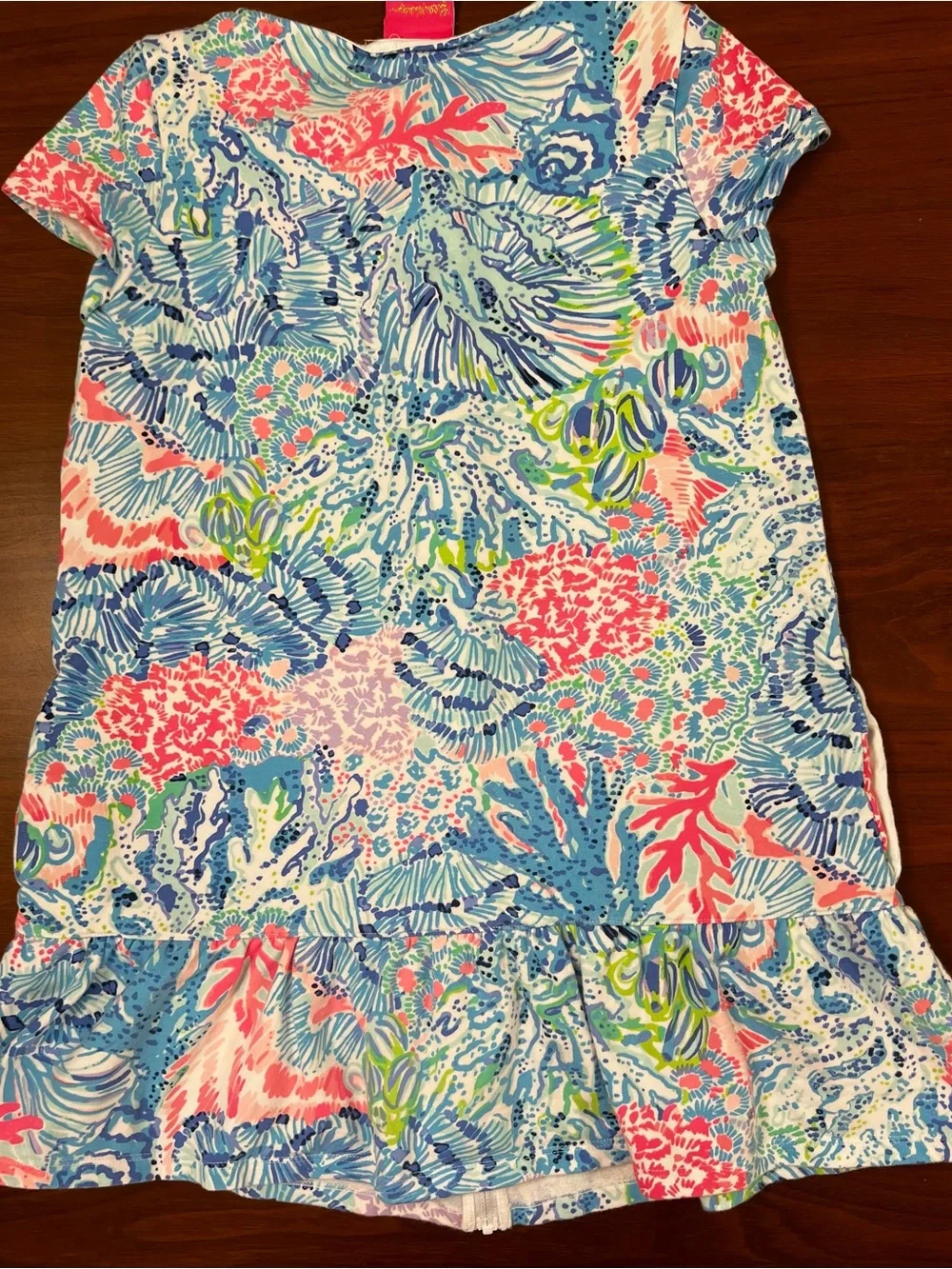 Lilly Pulitzer Girls Ivy Beach Cover Up Dress Size XL (12-14) Blue Pink Coral